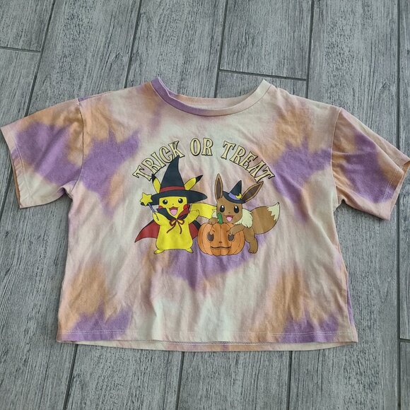 Pokémon Trick or Treat Pikachu & Eevee Halloween Tie Dye T-Shirt Kids L 10/12 - Picture 4 of 9